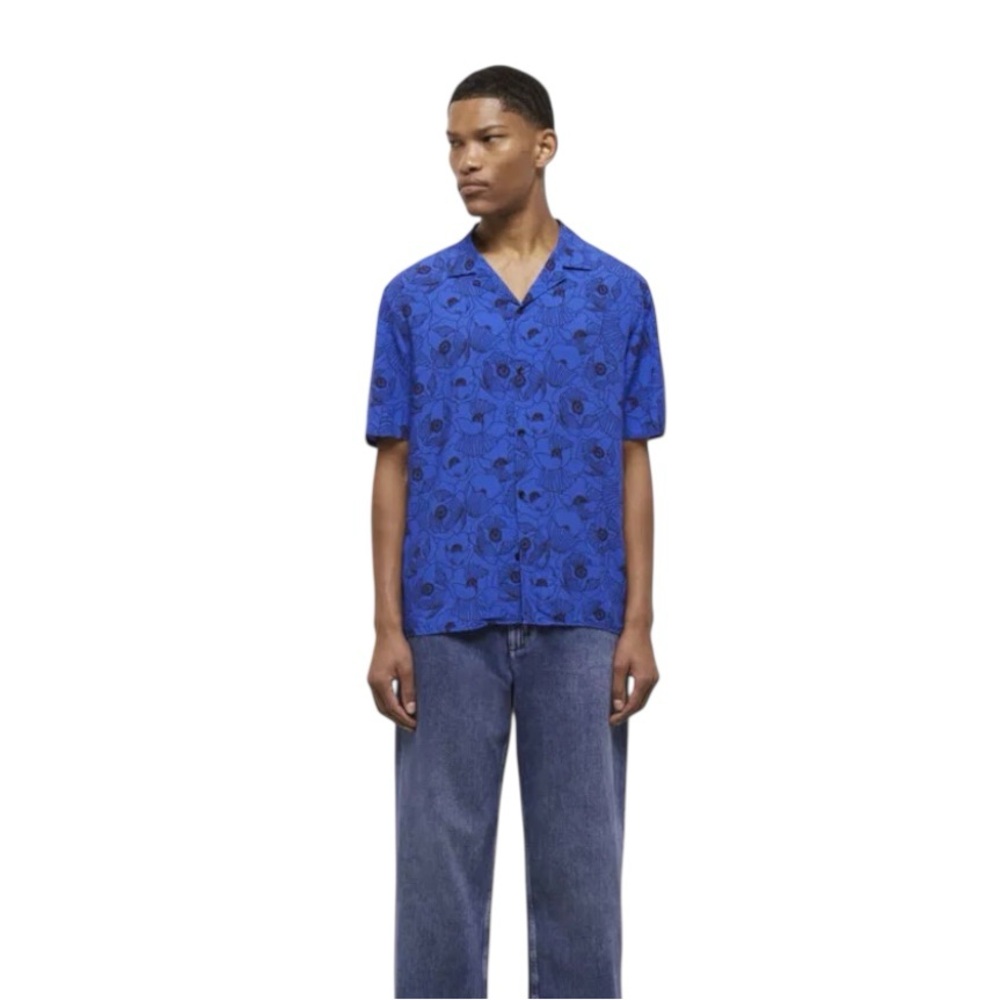 The Kooples Graphic Poppies printed Men’s Shirt Size Large Short Sleeve NWT